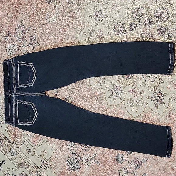 Daytrip Dark Blue Lynx Ankle Skinny White Thread Rhinestone Button Jeans Size 26 - Picture 2 of 15